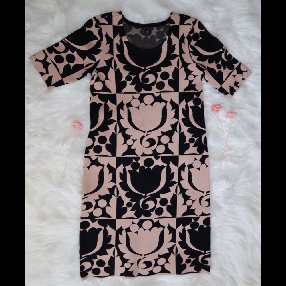 Ann Taylor Black & Cream Shift Sweater Dress - Picture 5 of 12